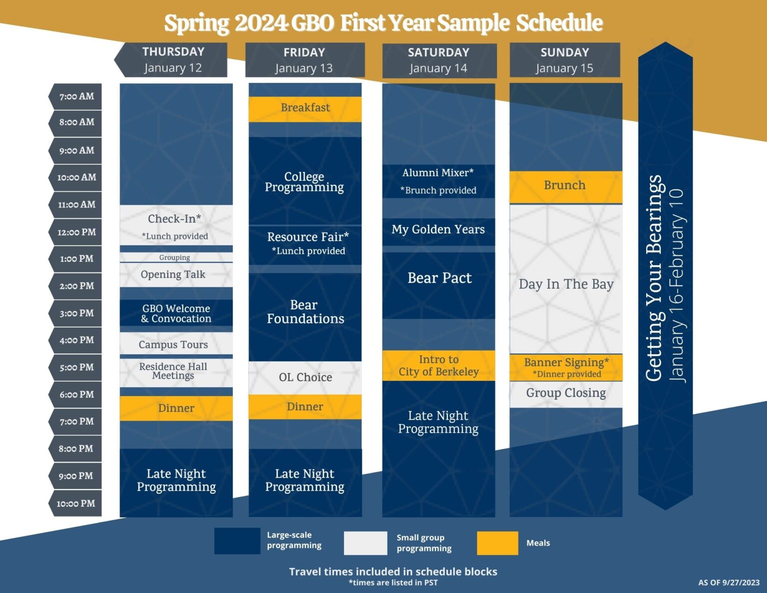 GBO Sample Schedule - Golden Bear Orientation